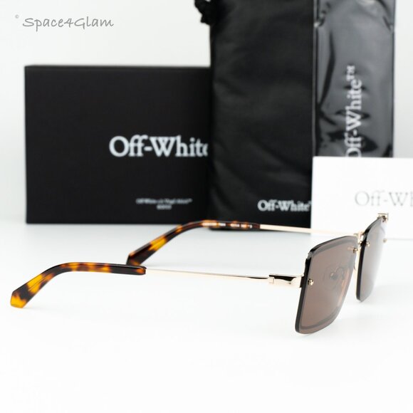 Off-White Women Sunglasses Gold Brown Rectangular OERI13N TAMPA 7664 NEW